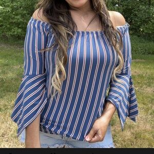 Striped off the shoulder top
